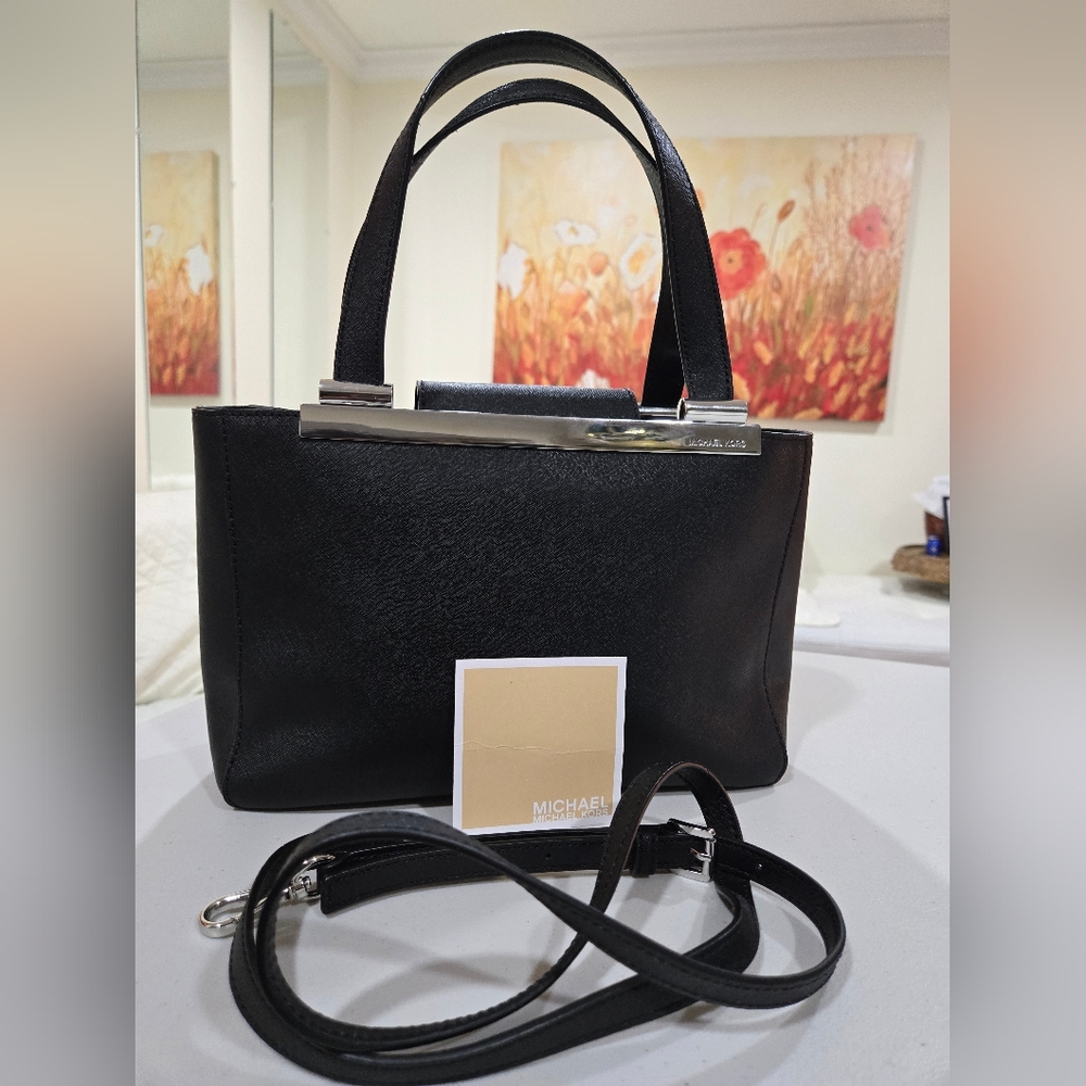 Michael Kors Tilda Black Saffiano Leather Satchel